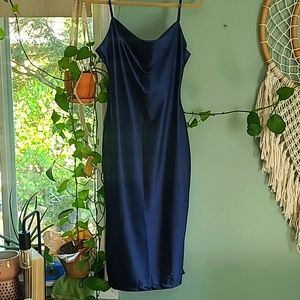 Womens sleevless spaghetti strap satin dress cocktail evening